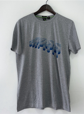 M码Hugo Boss男士黑标regular灰色薄款后领标logo短袖T恤纯棉半袖