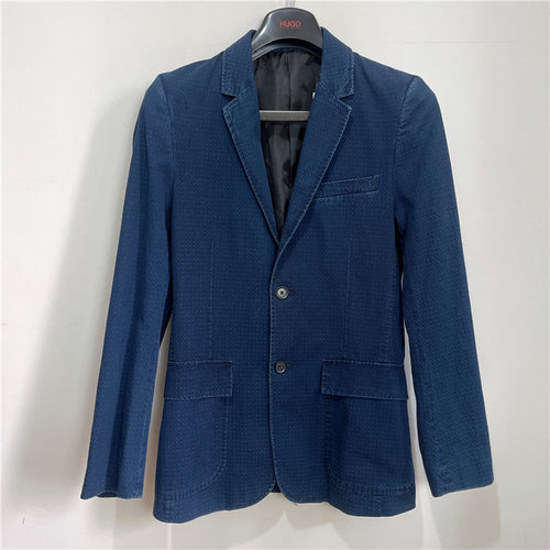 牛仔蓝修身款单西装西服外套