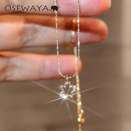 osewaya花朵吊坠金色闪钻女款