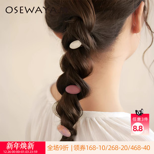 OSEWAYA发夹彩色小巧简约椭圆带齿鸭嘴夹3件套边夹刘海碎发头饰