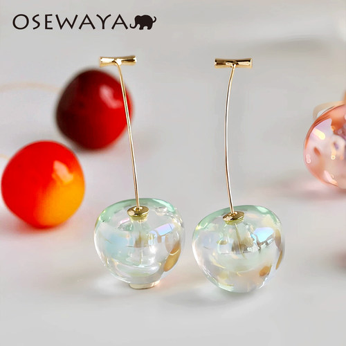 osewaya薄荷绿透明通勤气质耳夹