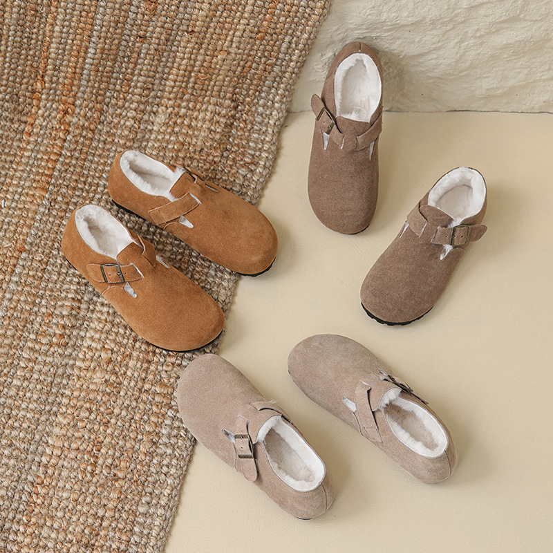 威威女郎 959-12真皮牛反绒棉鞋博肯鞋女加绒外穿勃肯毛毛鞋冬季