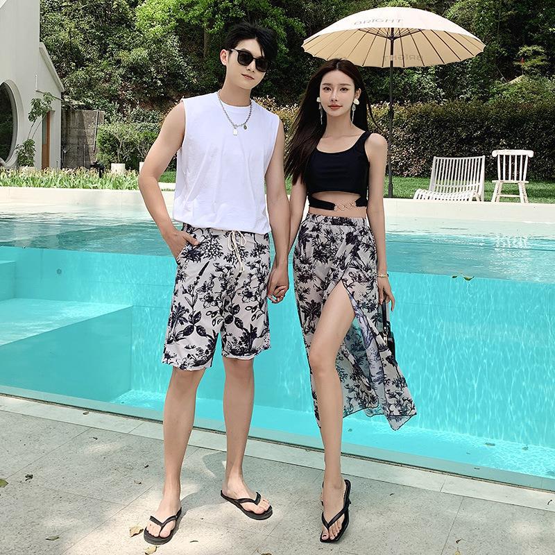 情侣泳衣女三件套分体裙式比基尼遮肚显瘦度假性感聚拢仙女范泳衣