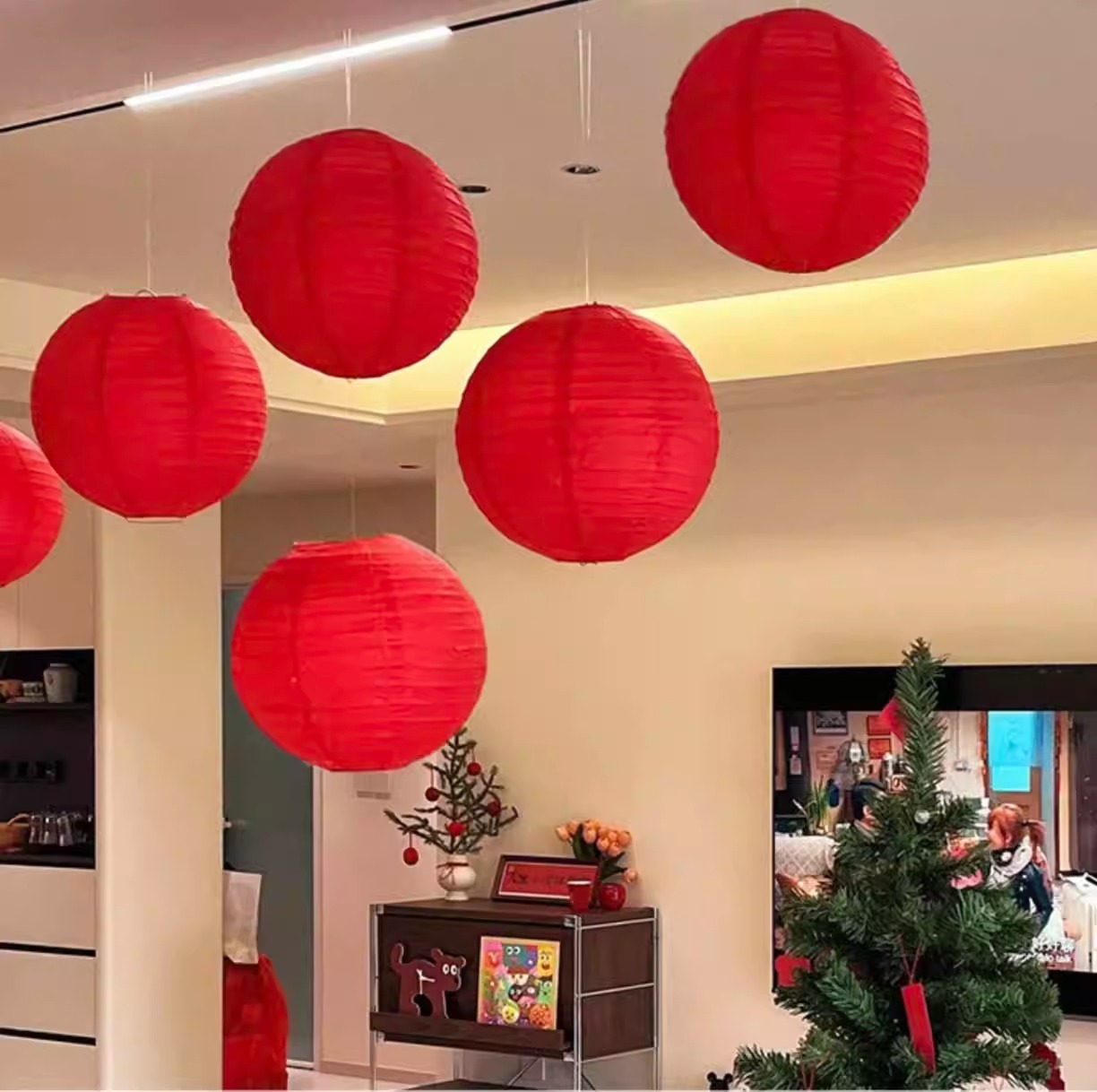 2026新年灯笼挂饰国潮古风红色金鱼风筝花灯客厅店铺装饰乔迁布置