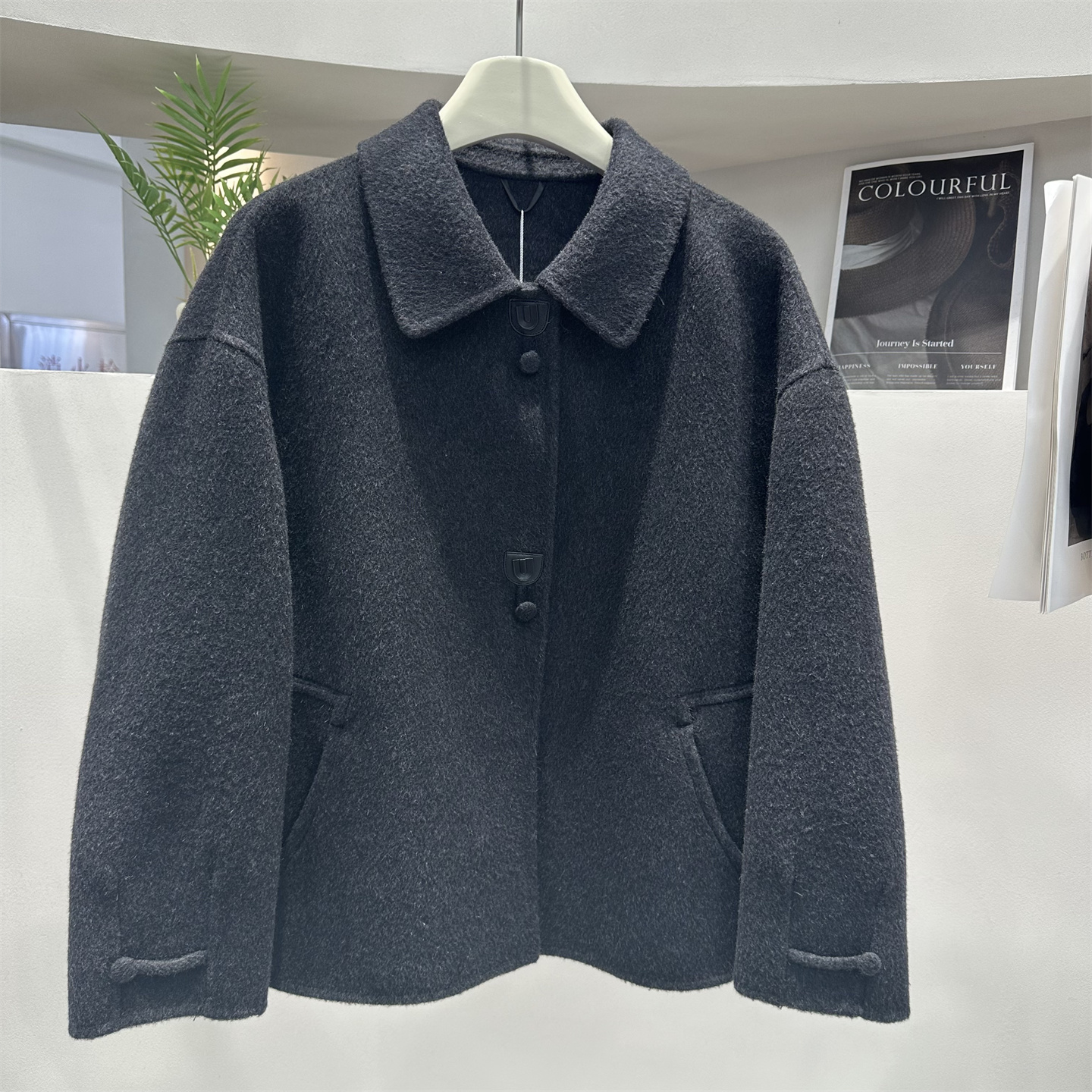 洋气简约妈妈短款双面呢大衣