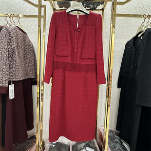 小香风流苏时尚 商场同款 新款 连衣裙2024秋季 套裙 优雅蕾丝专柜正品