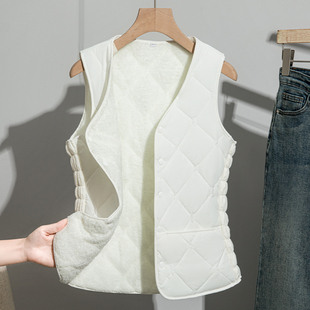 百搭内胆 V领坎肩修身 2025新款 秋冬羽绒棉马甲女加绒加厚马夹短款