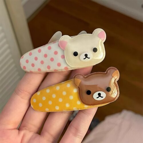 可爱小熊波点儿童刘海边夹百搭