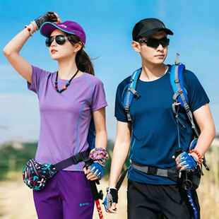 夏季户外速干t恤短袖男女运动跑步宽松透气大码徒步速干衣长袖T恤