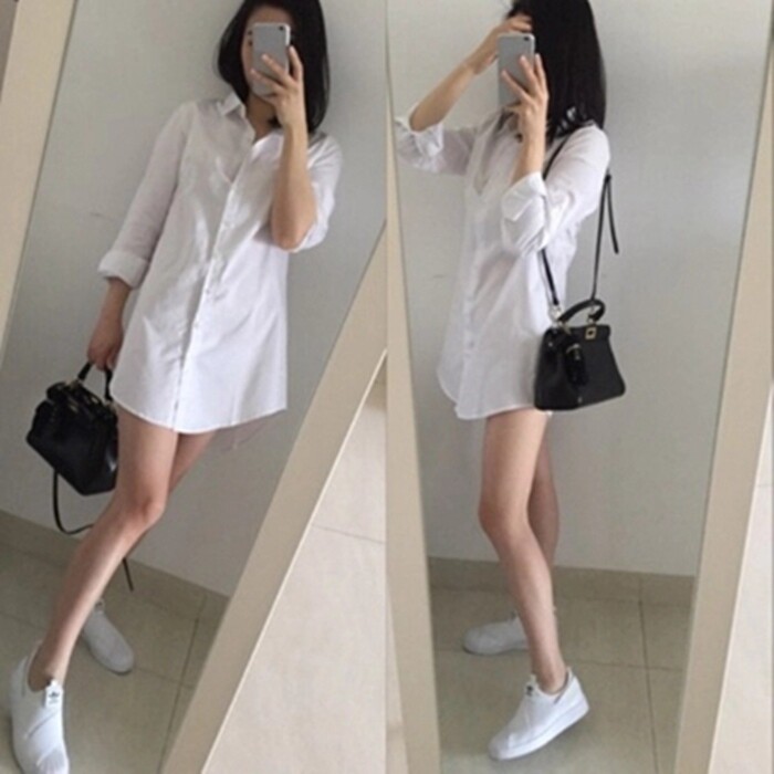 白衬衣秋冬性感风闺蜜衬衣欧美