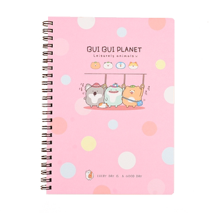 台湾三莹胖胖星球线圈笔记本学生随身可爱记事本空白横线小清新本168K100K72K25K线圈本子卡通笔记本
