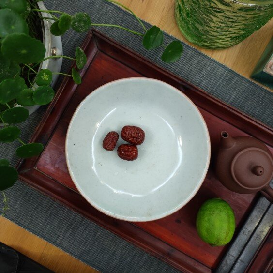 清代江南豆青釉卧足碗果盘壶承茶器老物件古董艺术茶席摆件6832