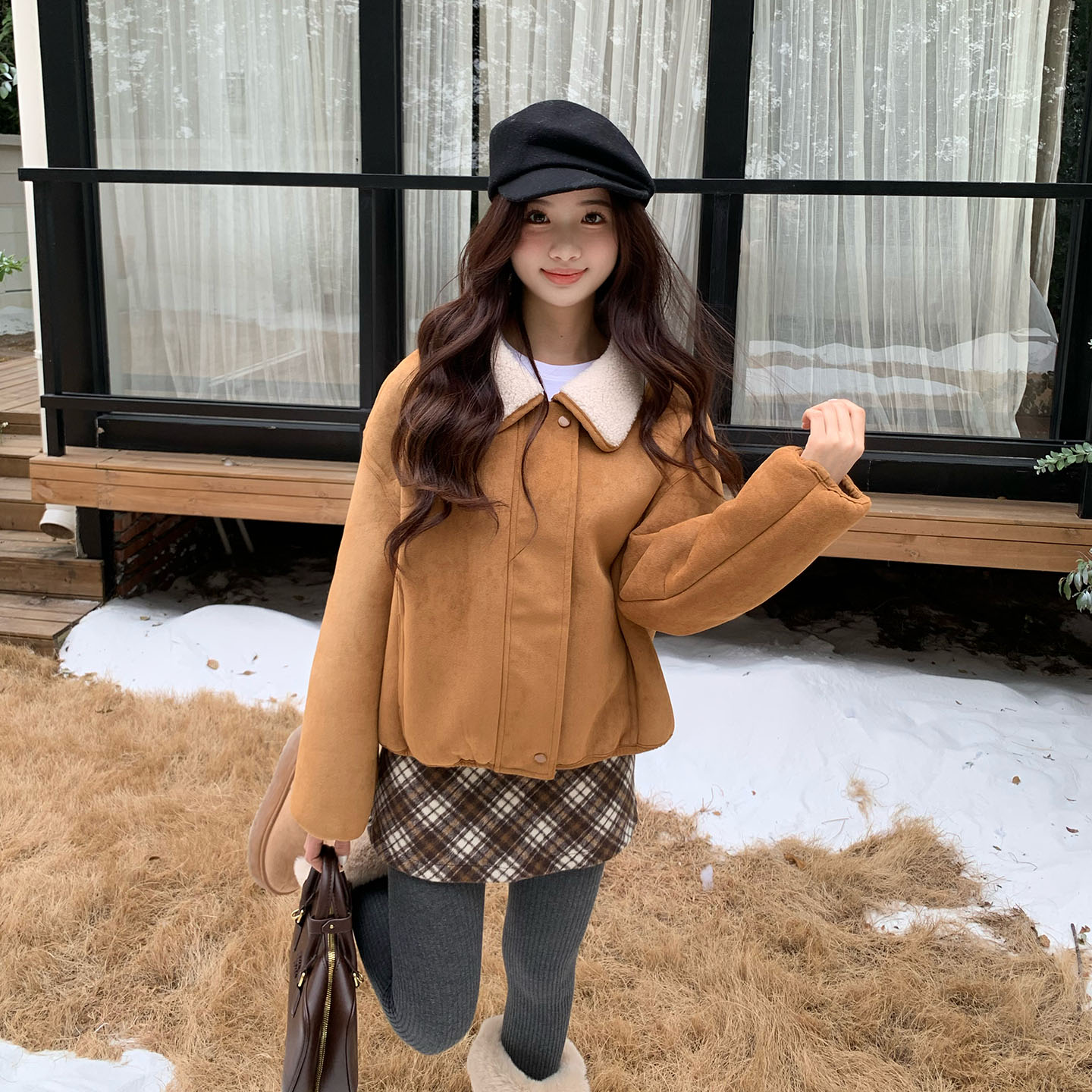 橘子树在哪儿复古麂皮羊羔毛外套