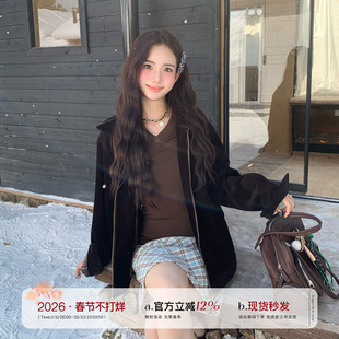 【清仓价】橘子树在哪儿美式复古灯芯绒外套女秋纯棉拉链夹克上衣