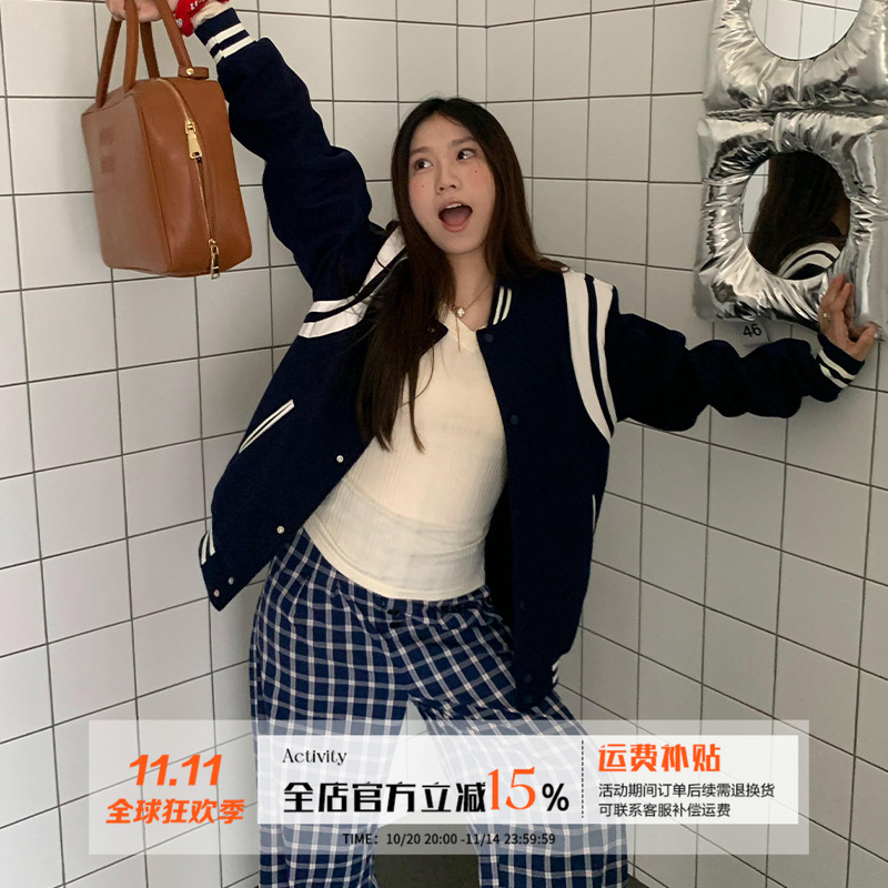 橘子树在哪儿学院风棒球服外套女