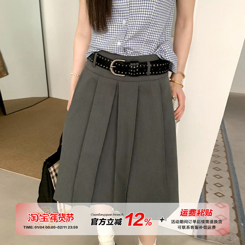 橘子树在哪儿复古百褶西装半身裙女春季高腰显瘦百搭五分a字裙子,女装/女士精品,半身裙,淘宝优惠券,粉丝福利购,淘宝优惠卷