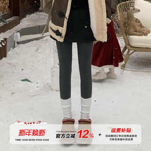 女外穿秋冬加绒高腰提臀显瘦打底瑜伽裤 橘子树在哪儿 灰色鲨鱼裤