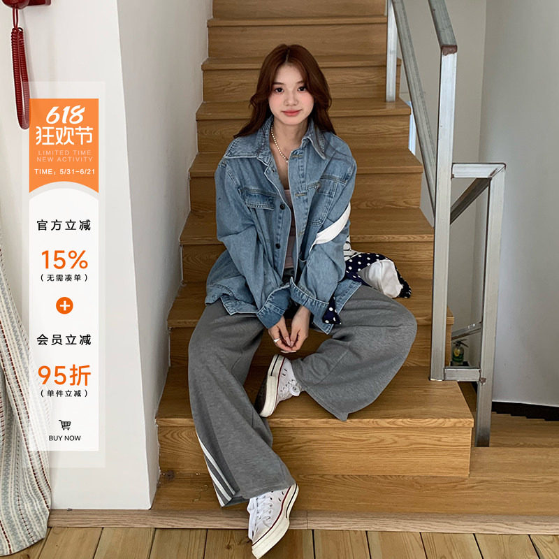 【清仓价】橘子树在哪儿复古做旧水洗牛仔外套女秋季设计感上衣