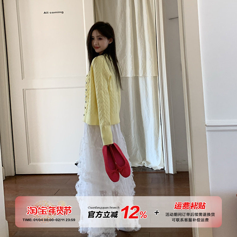 橘子树在哪儿韩系麻花针织开衫女秋季设计感简约外搭显瘦bm风上衣