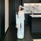 子 辣妹弹力遮肉显瘦马蹄裤 橘子树在哪儿白色中腰微喇牛仔裤 女春季