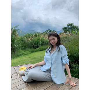橘子树在哪儿老钱风亚麻防晒衬衫女夏设计感衬衣简约宽松显瘦上衣