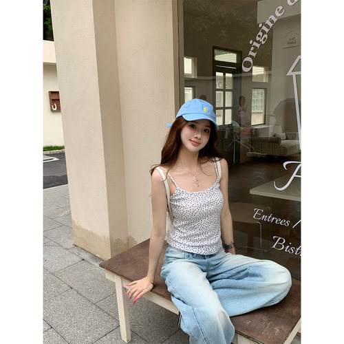 橘子树在哪儿纯欲风碎花吊带背心
