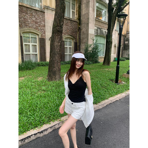 【清仓价】复古白色牛仔短裤女夏
