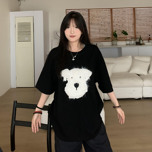 橘子树在哪儿可爱立体毛绒小狗短袖 体恤 T恤女夏季 慵懒风宽松半袖