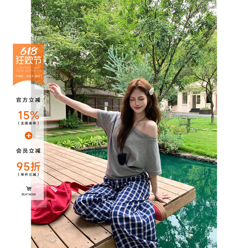 橘子树在哪儿韩系斜肩短袖t恤女夏季款辣妹弹力修身显瘦气质上衣