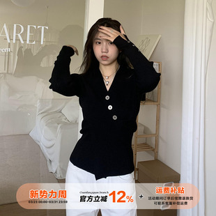 打底衫 设计感收腰气质短款 上衣 女春季 橘子树在哪儿韩系开叉针织衫