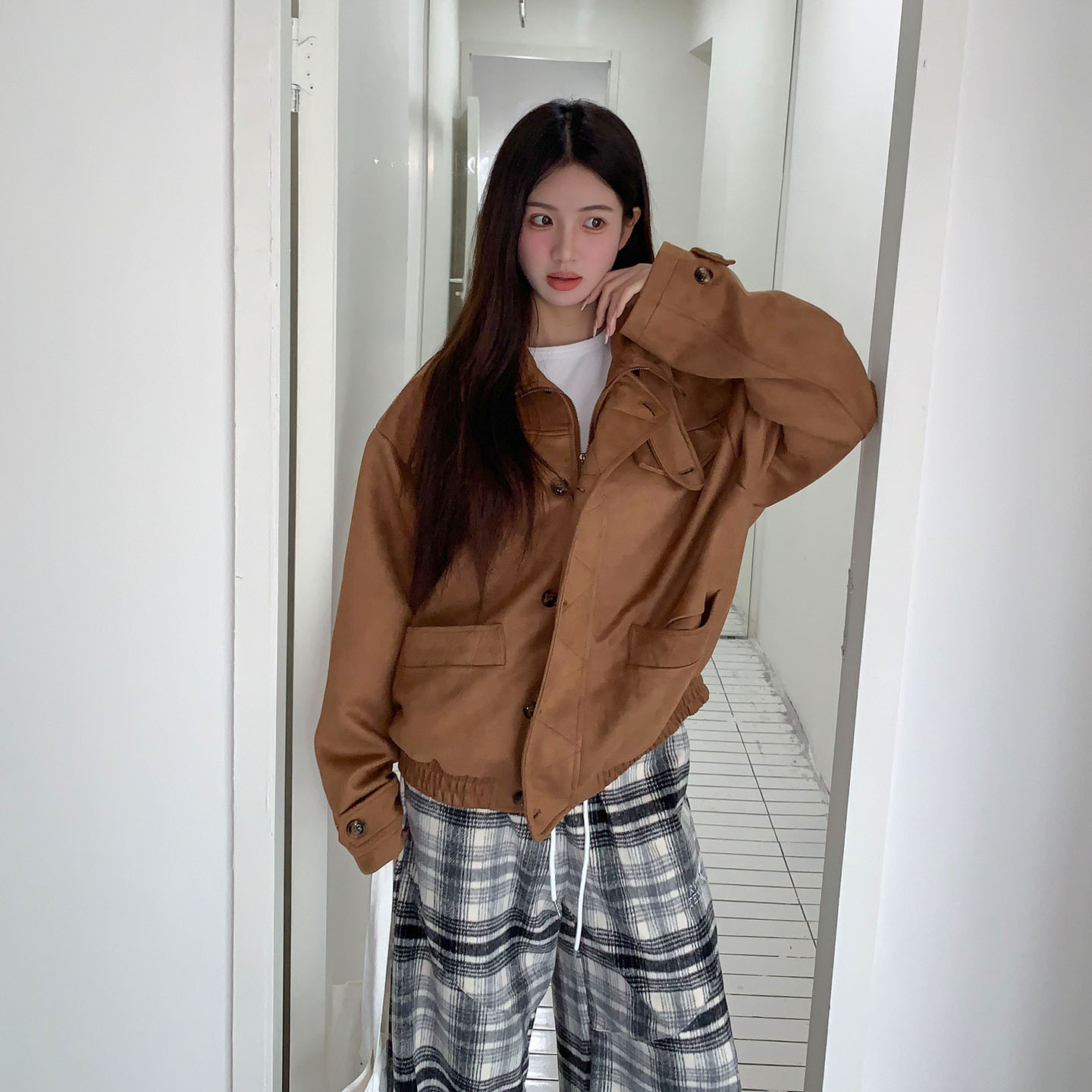 橘子树在哪儿美拉德麂皮绒外套女