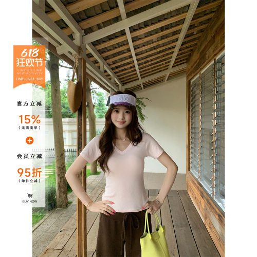橘子树在哪儿韩系v领短袖t恤女夏