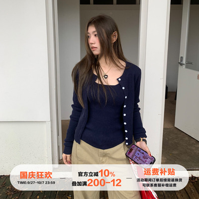 橘子树在哪儿韩系排扣针织开衫女