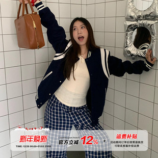 情侣款 橘子树在哪儿学院风拼接棒球服外套秋季 夹克上衣 限时价