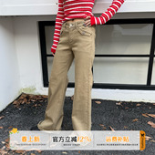 松弛感直筒显瘦休闲拖地裤 女秋季 复古微喇牛仔裤 橘子树在哪儿美式