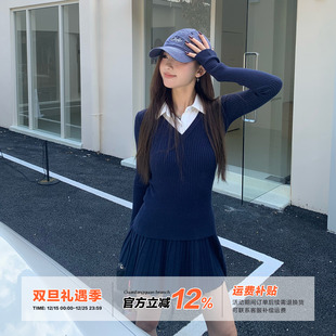 学院风假两件上衣百褶裙两件套 款 橘子树在哪儿韩系针织套装 女秋季