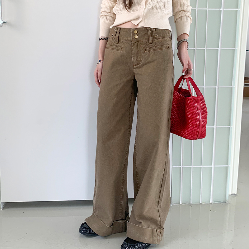 橘子树在哪儿美式复古直筒牛仔裤