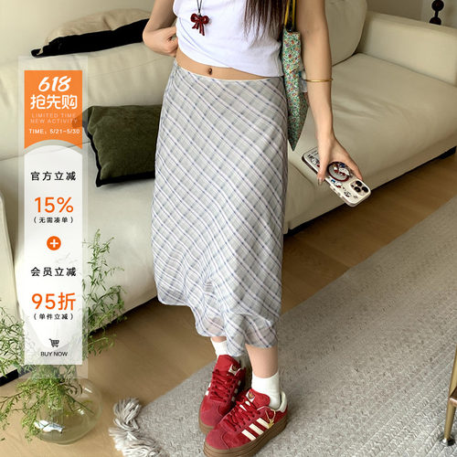 橘子树在哪儿复古格子半身裙女夏