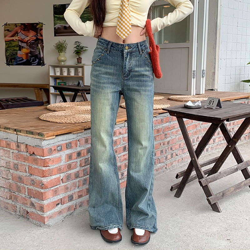 橘子树在哪儿复古竹节微喇牛仔裤