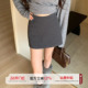 橘子树在哪儿复古灰色毛呢半身裙女秋冬包臀辣妹显瘦百搭a字短裙