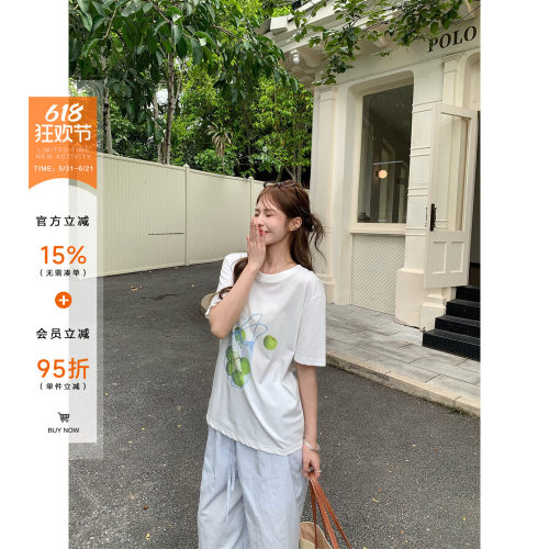 橘子树在哪儿韩系印花短袖t恤女