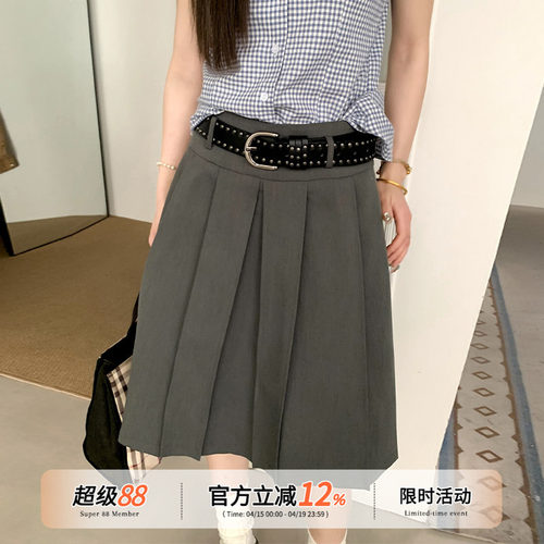 橘子树在哪儿复古百褶西装半身裙