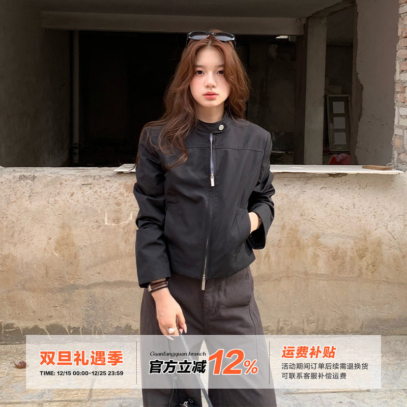 橘子树在哪儿黑色立领短款外套女