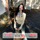 显瘦短款 设计感修身 上衣 女秋季 橘子树在哪儿撞色polo领刺绣针织衫