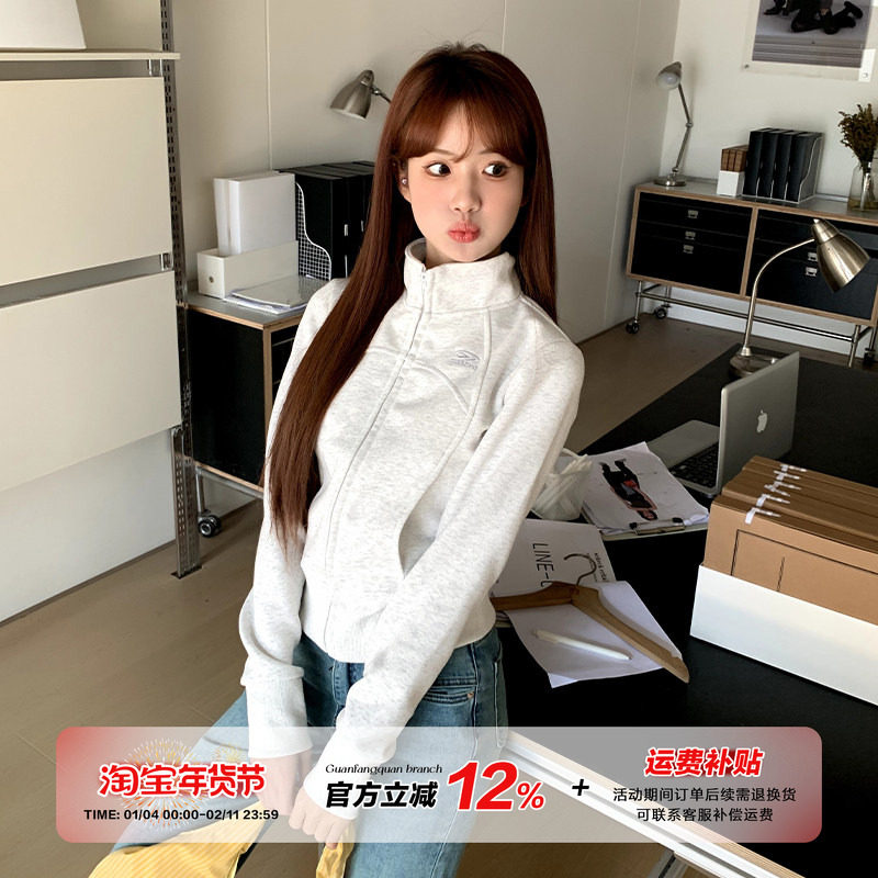 橘子树在哪儿简约拉链卫衣外套女春季设计感修身显瘦百搭短款上衣,女装/女士精品,卫衣/绒衫,淘宝优惠券,粉丝福利购,淘宝优惠卷