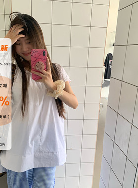 橘子树在哪儿韩系白色短袖衬衫女夏季甜美宽松显瘦气质小飞袖上衣