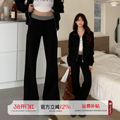 显瘦垂感拖地卫裤 修身 女春季 橘子树在哪儿腰头撞色休闲弹力喇叭裤