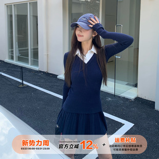 学院风假两件上衣百褶裙两件套 款 橘子树在哪儿韩系针织套装 女秋季