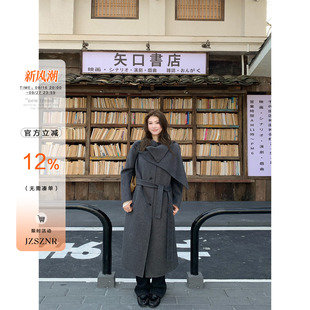 OTee韩系气质立领羊毛大衣女冬季高级感保暖宽松长款双面毛呢外套