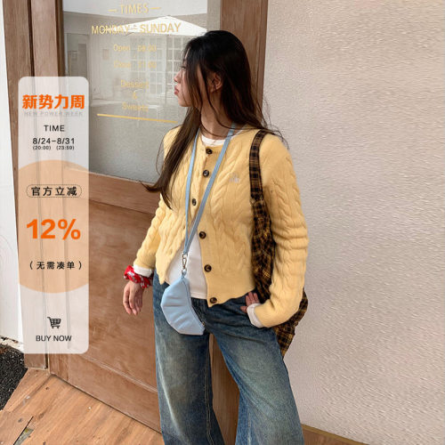 橘子树在哪儿韩系黄色麻花针织衫